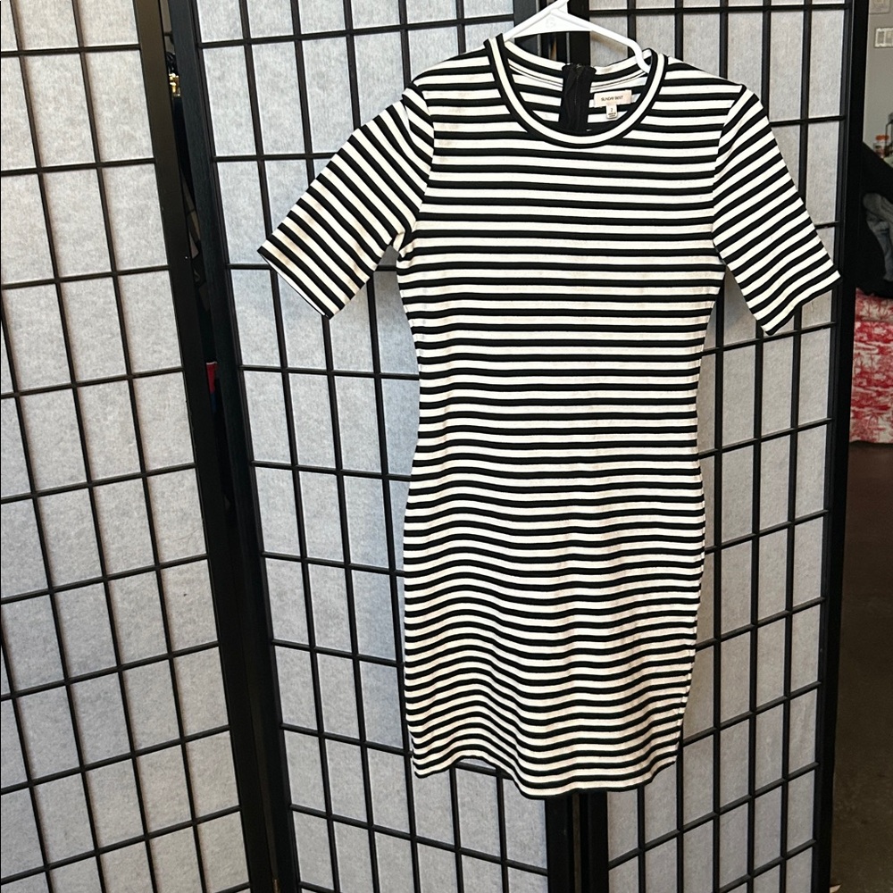 SUNDAY BEST Black and White Striped Dress
